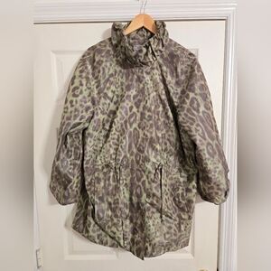 Simonton Says Green And Brown Animal Print Jacket Size 1X